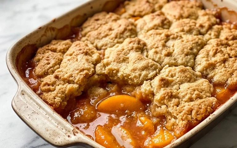 Super Easy Peach Cobbler Recipe-Deliciously Simple