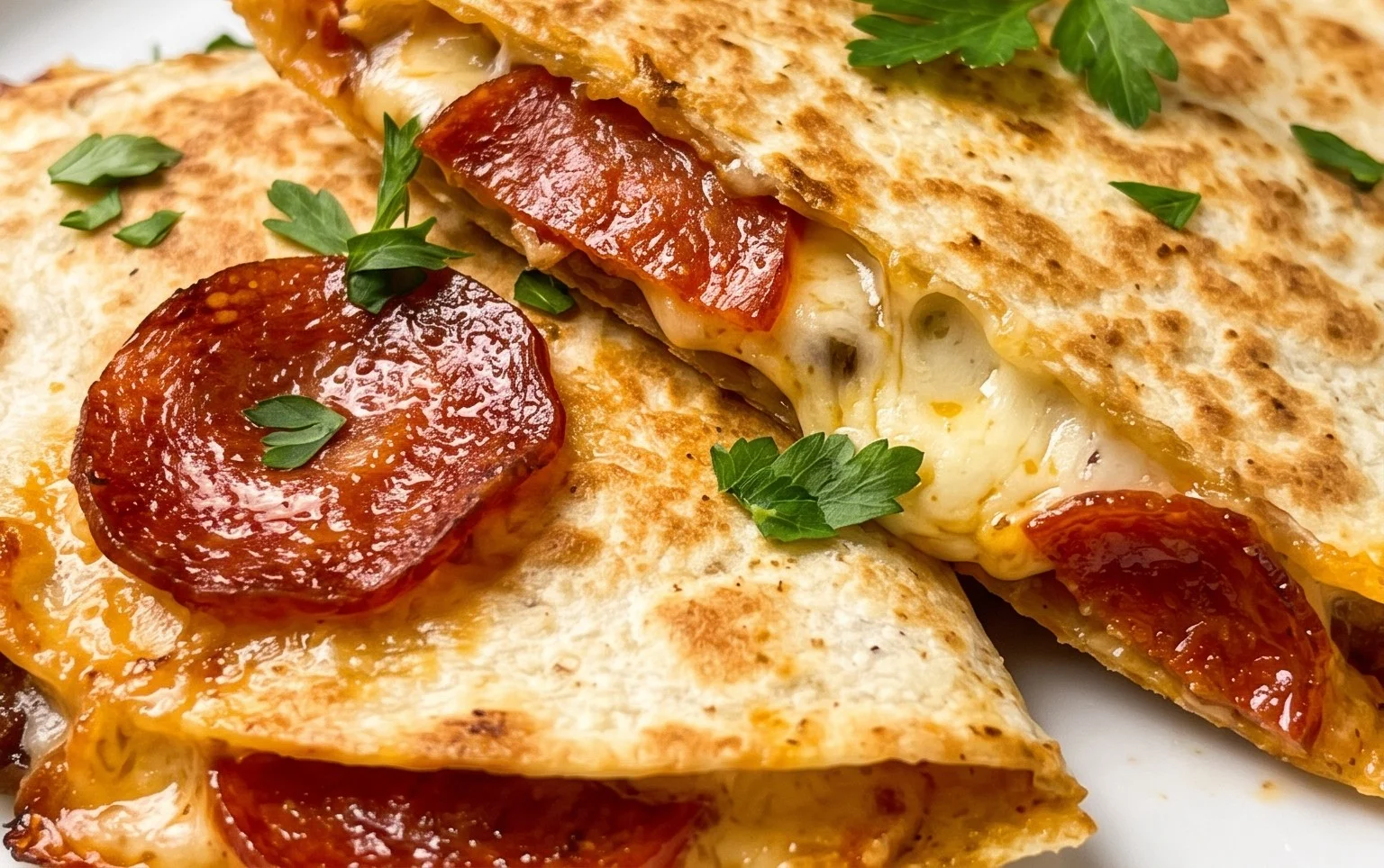 Beef Pepperoni Pizza Quesadillas