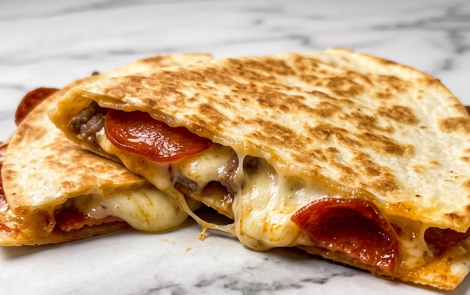 Easy Beef Beef Pepperoni Pizza Quesadillas Recipe