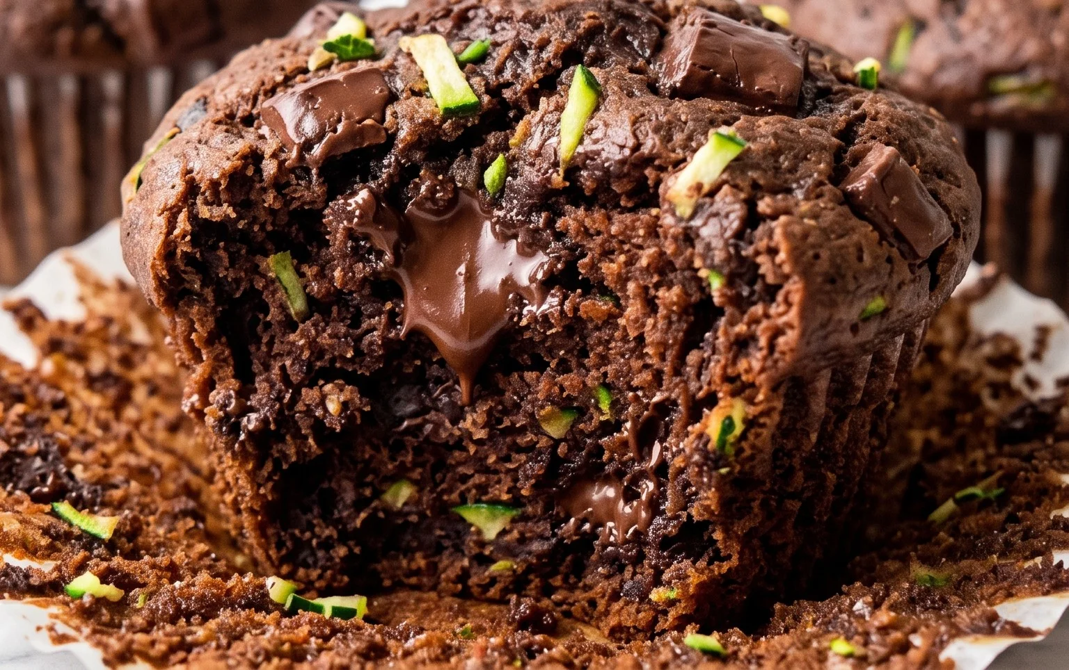 Bakery Style Double Chocolate Zucchini Muffins
