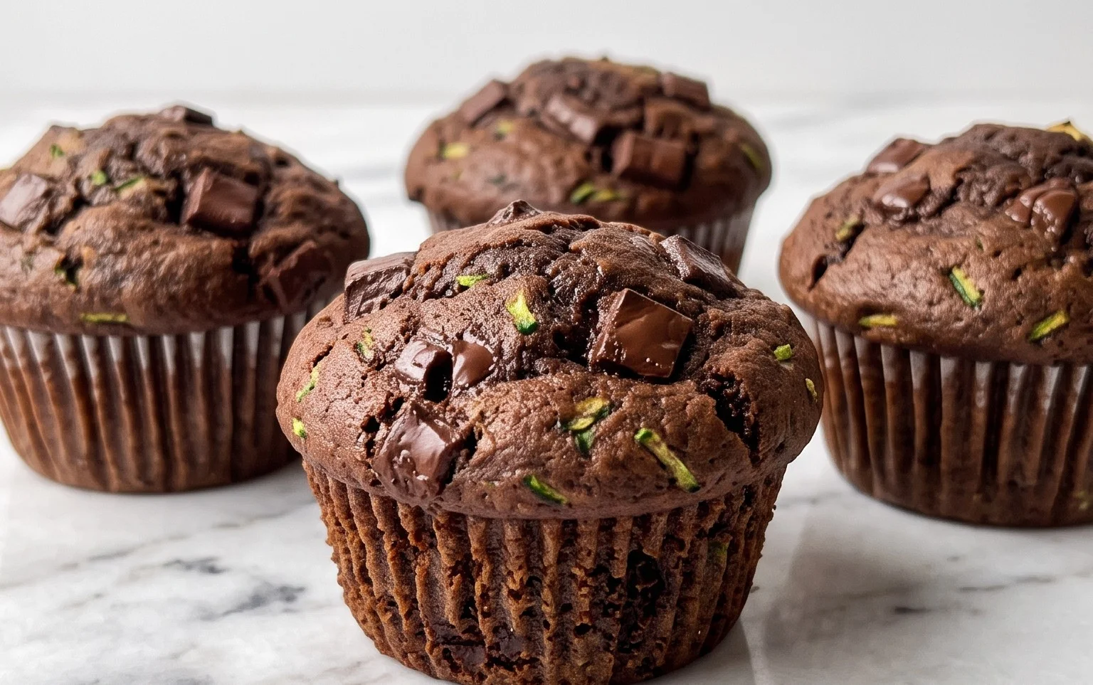 Bakery Double Chocolate Zucchini Muffins – Moist & Tender