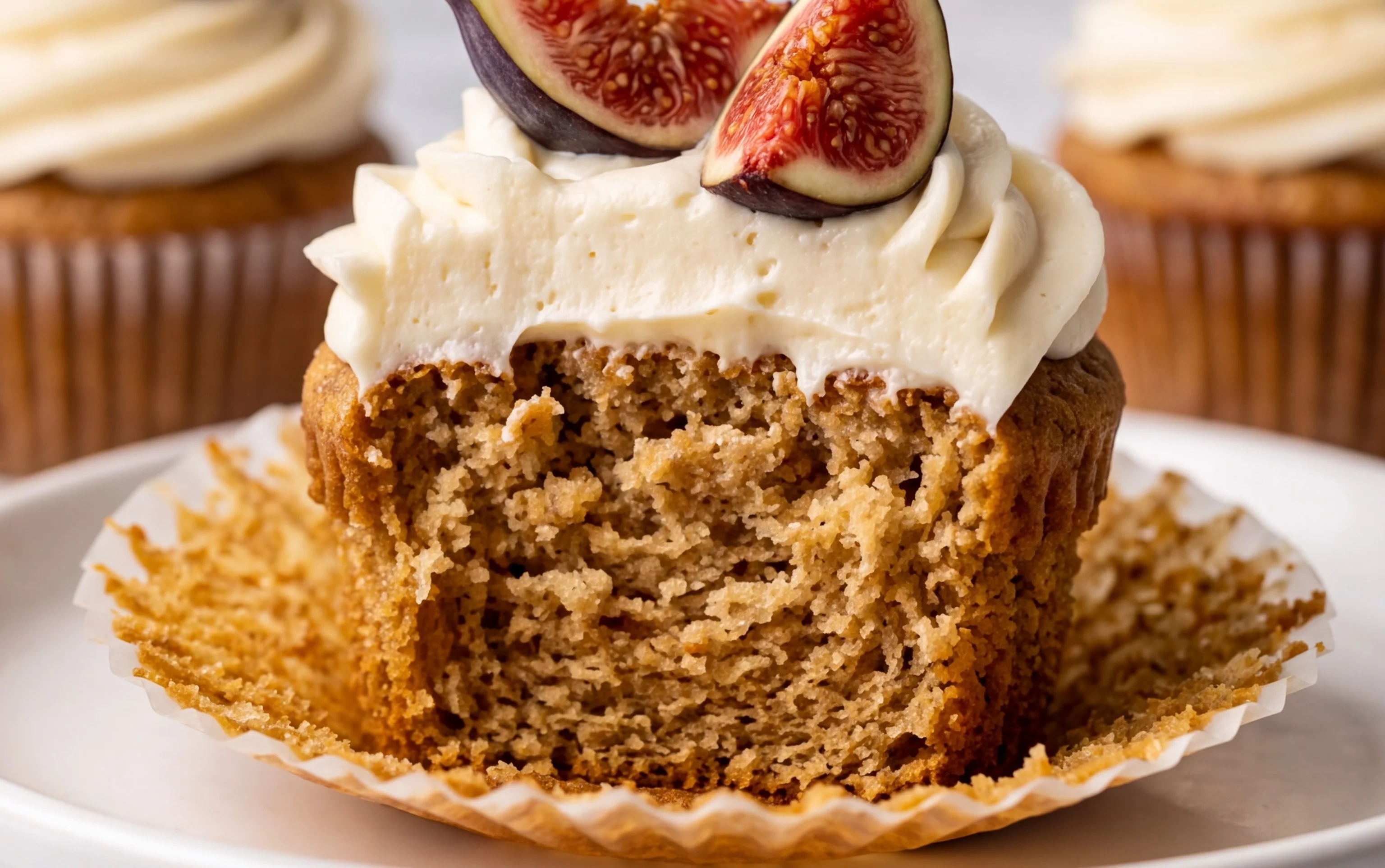 Fig Cupcakes with Honey Cream Cheese Frosting